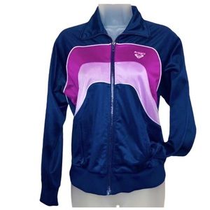 90s Vintage Roxy Colorblock Stripe Full Zip Jacket Pockets S Sporty Purple Navy